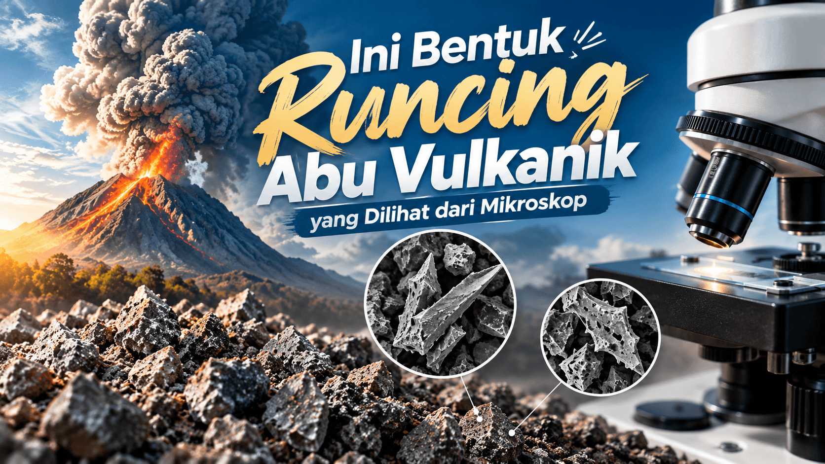 Ini Bentuk Runcing Abu Vulkanik yang Dilihat dari Mikroskop